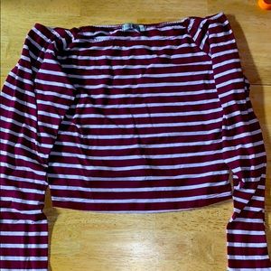 Striped Long Sleeve Crop Top